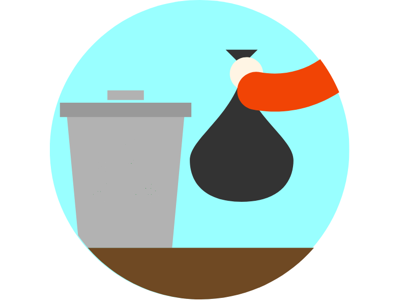 Bagged garbage being placed in bin