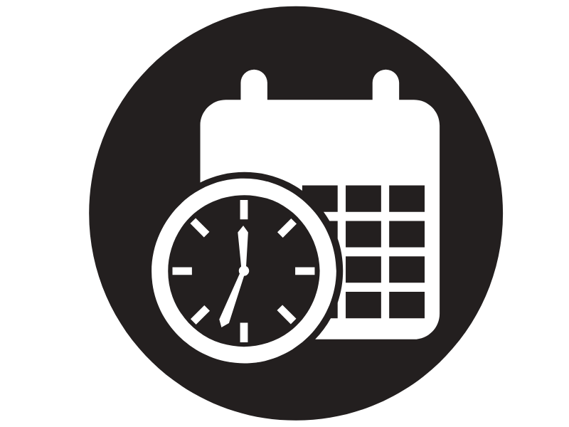 Calendar and clock symbolizing a time sensitive event