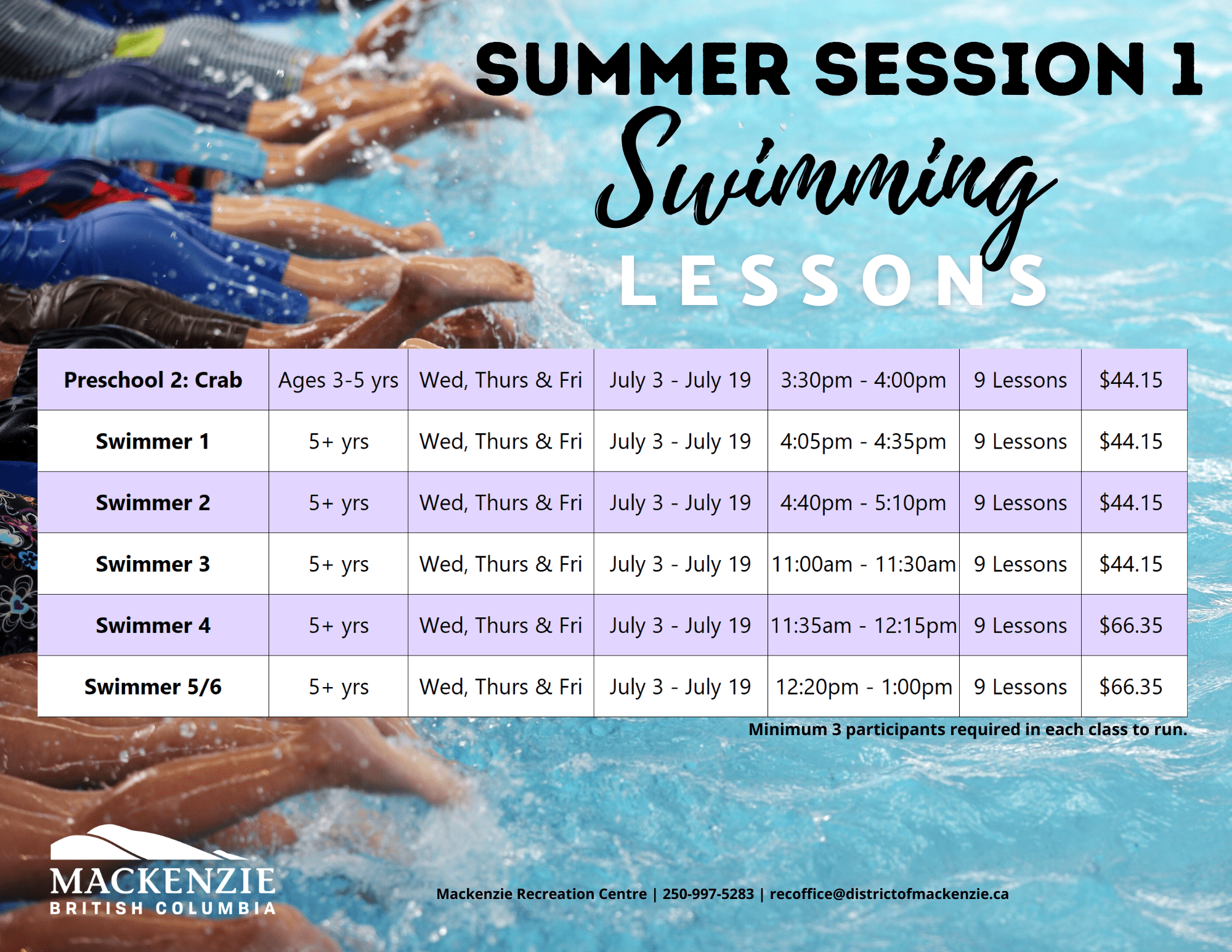 Summer Session 1 Swim Lessons