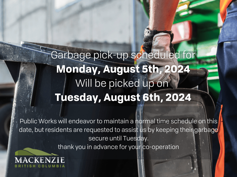 Garbage pick-up scheduled for Monday, May 22nd, 2022 Will be picked up on Tuesday, May 23rd, 2022 (2)