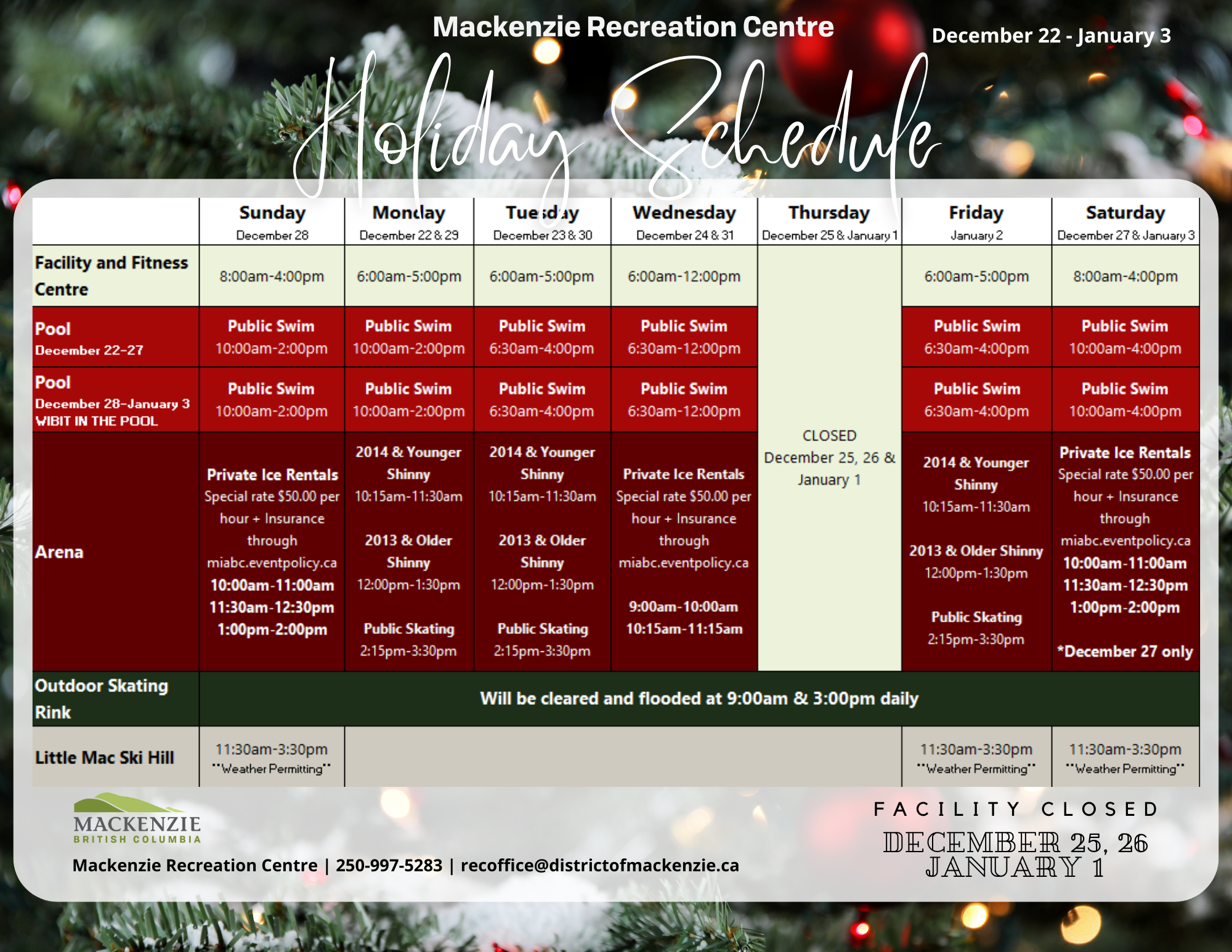 2025 Holiday Schedule