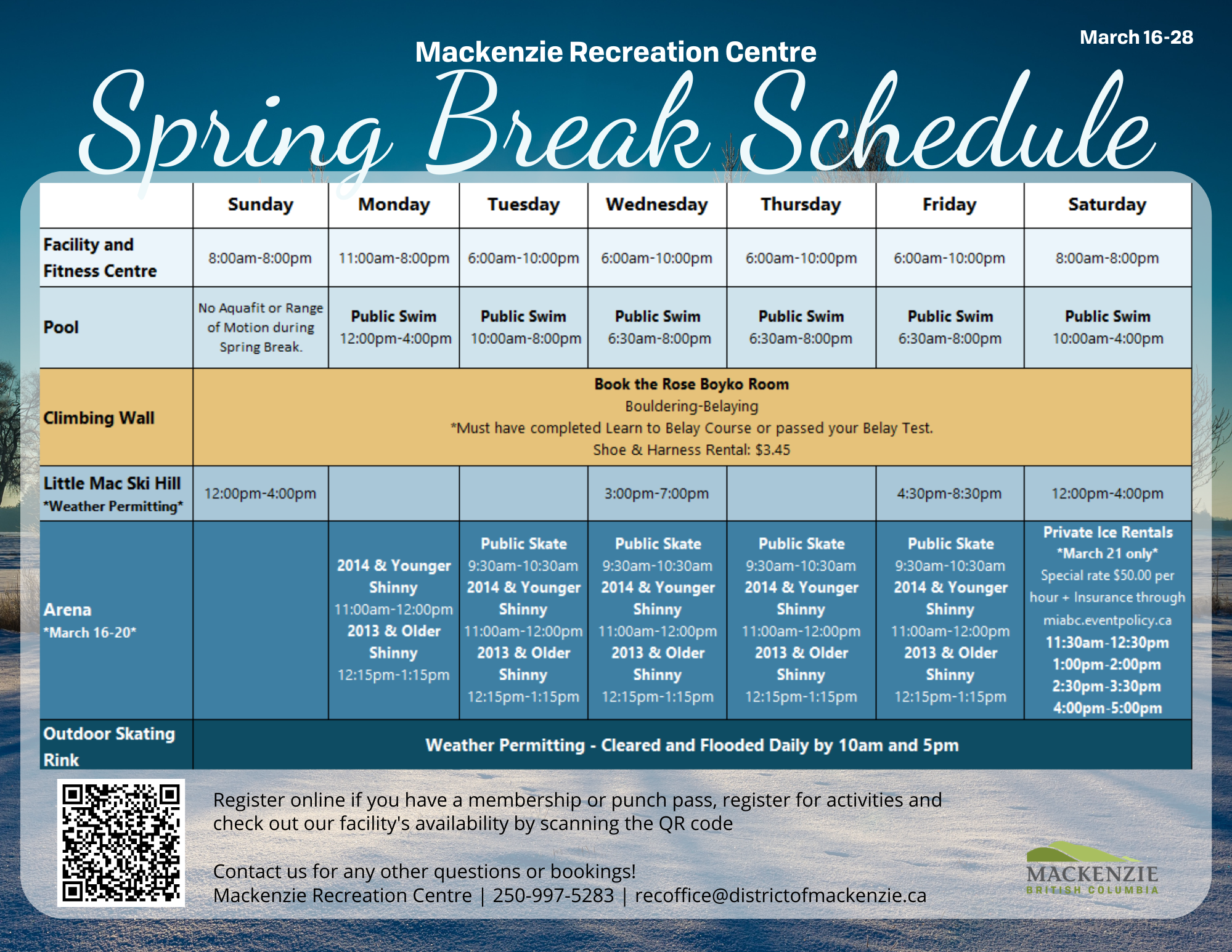 2026 Spring Break Schedule