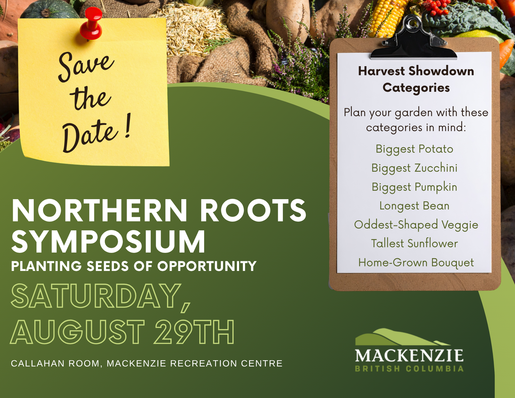 Save the Date - Harvest categories included