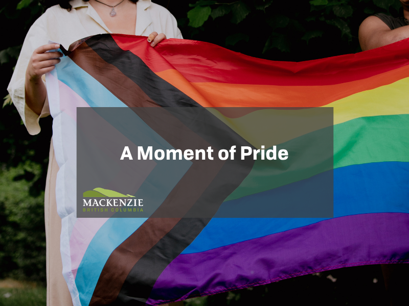 a pride flag being held up