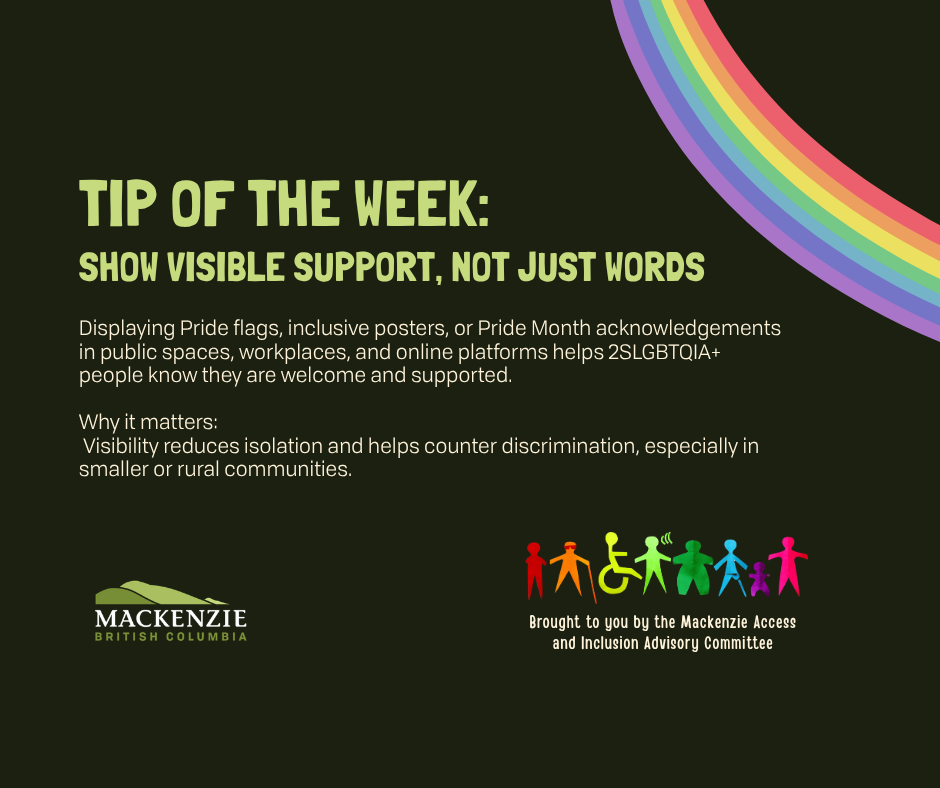 The Tip of the week on a black background with a rainbow accent in the top right corner