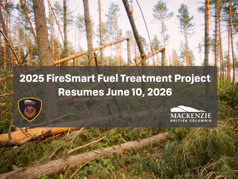 FireSmart Fuel Treatment text overlaying an area with standing and fallen trees