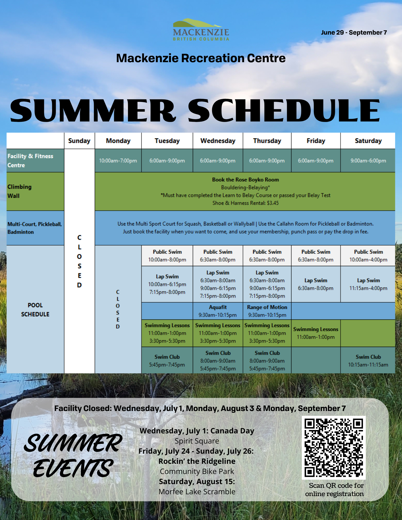 2026 Summer Schedule