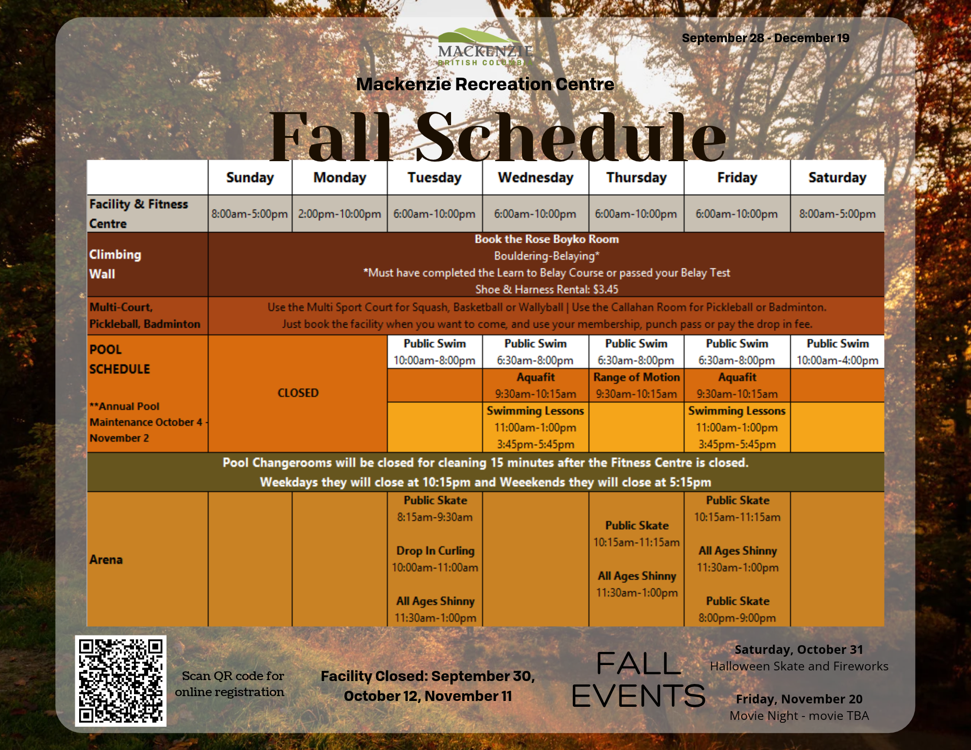 2026 Fall Schedule